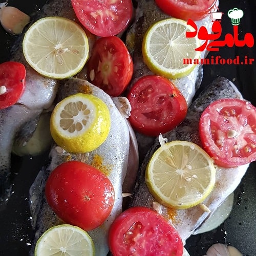 ماهی قزل آلا با سبزیجات