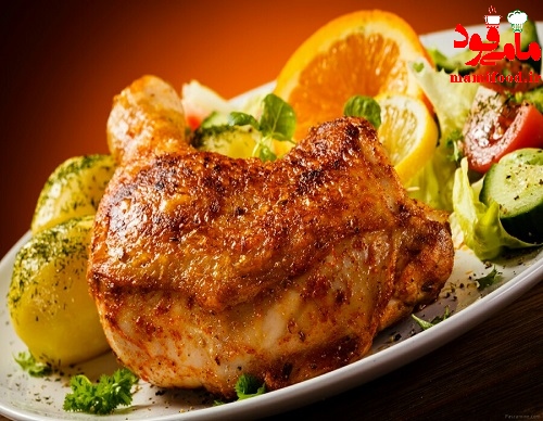 خوراک مرغ سرخ شده بافر