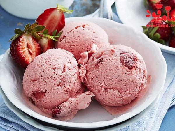 بستنی توت فرنگی یخی خانگی
