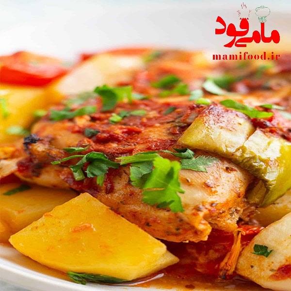 خوراک مرغ با سبزیجات به سبک ترکی