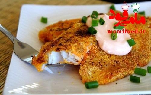 ماهی تیلاپیلا کبابی با پنیر پارمزان