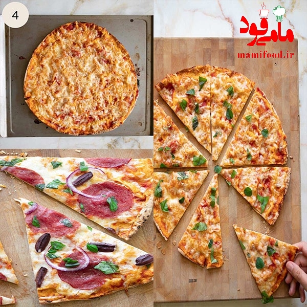 پیتزا سالامی با نان پیتا  